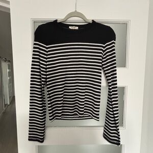 Black and White Striped Long Sleeve Top
